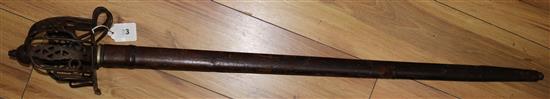A Victorian Scottish Highlander basket hilted dress sword, oxidised